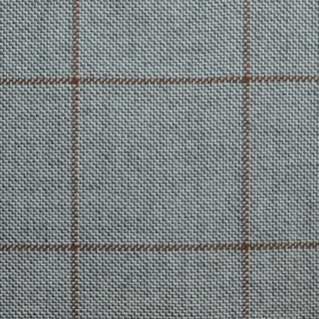 Beige with Brown Window Pane Check Wool, Cotton & Cashmere