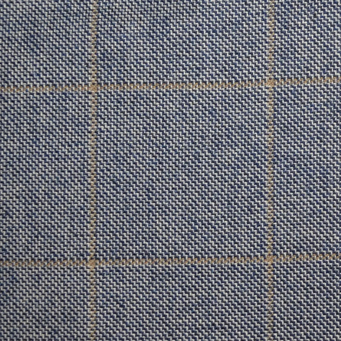 Grey/Brown with Tan Window Pane Check Wool, Cotton & Cashmere