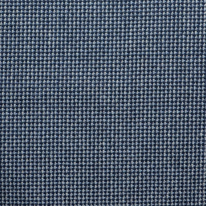 Denim Blue and Navy Blue Small Check Wool, Cotton & Cashmere