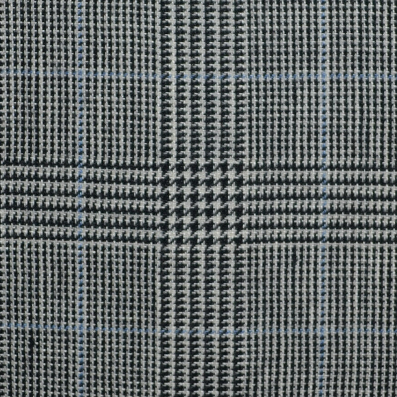 Grey and Dark Grey with Blue Prince of Wales Check Wool & Linen