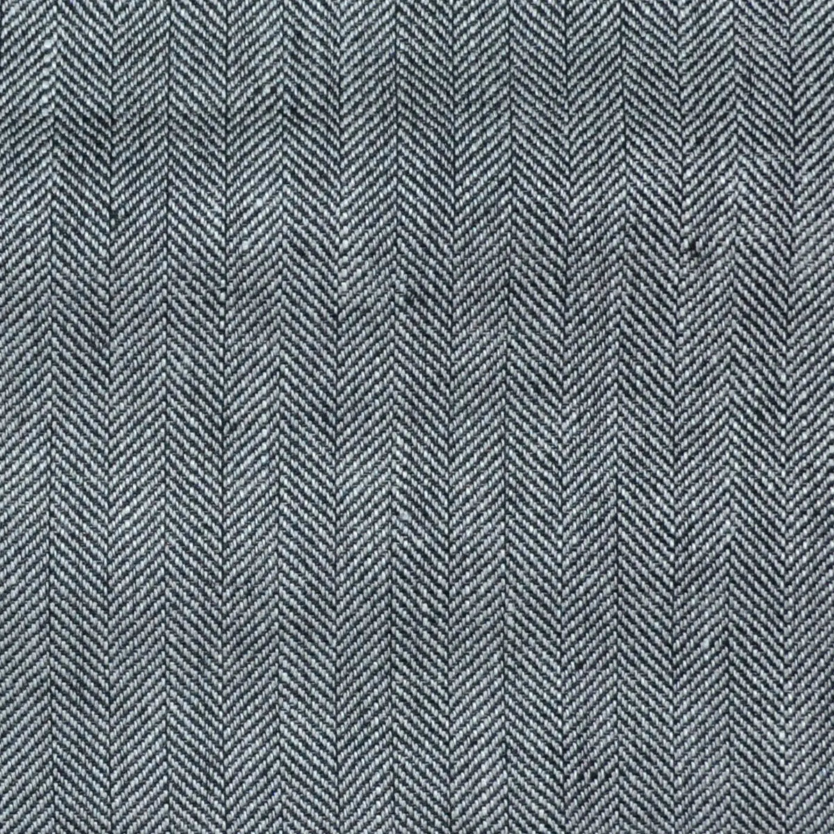 Grey and Navy Blue Herringbone Wool & Linen