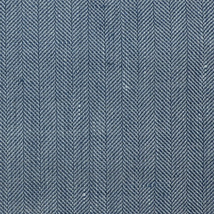 Denim Blue and Light Grey Herringbone Wool & Linen