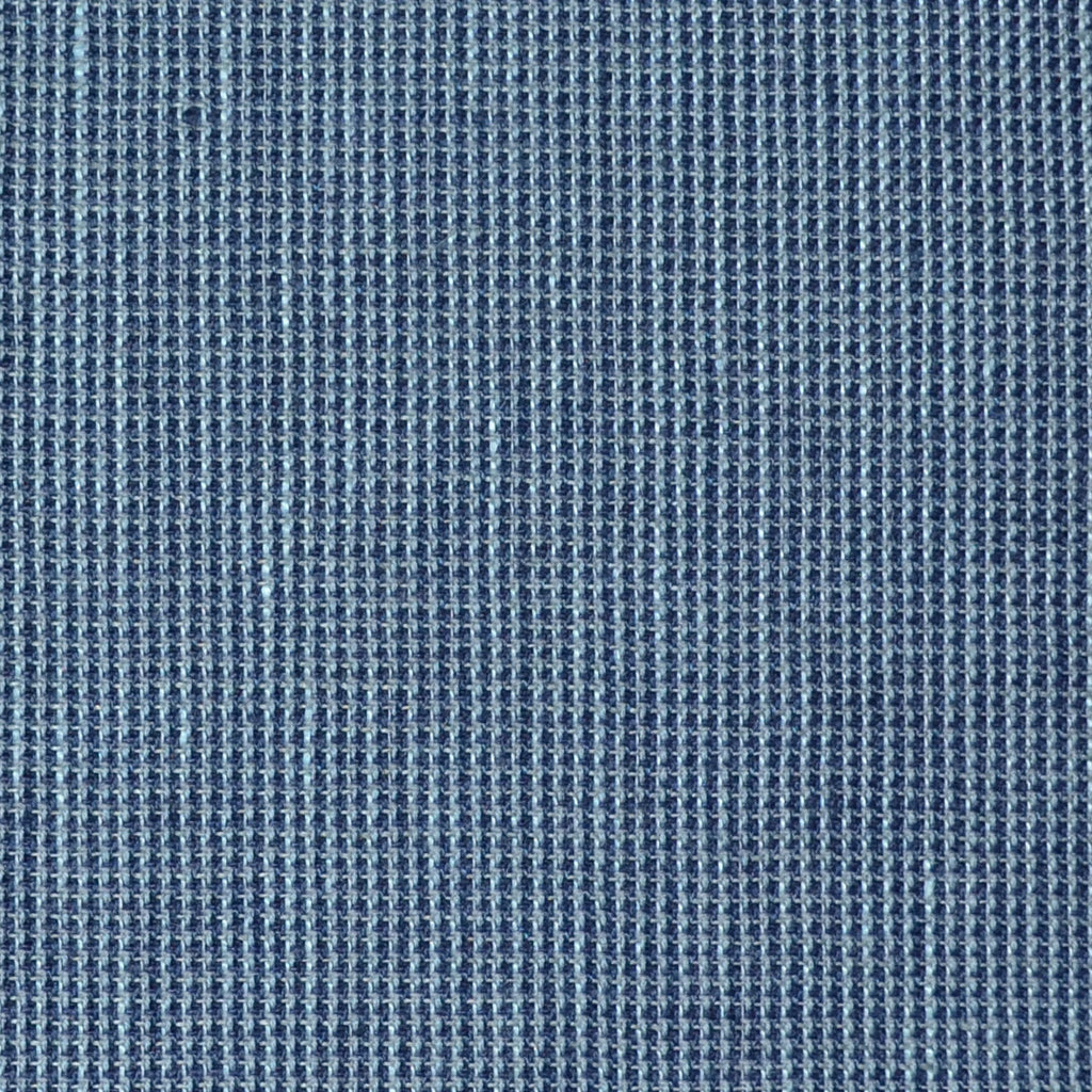 Denim Blue and Navy Blue Micro Check Wool & Linen