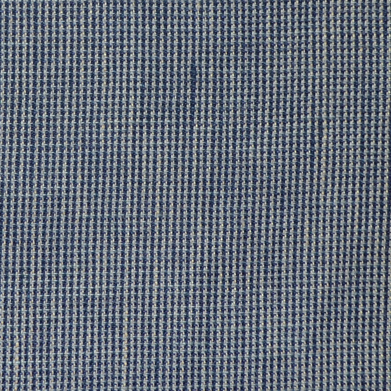 Navy Blue and Medium Grey Micro Check Wool & Linen