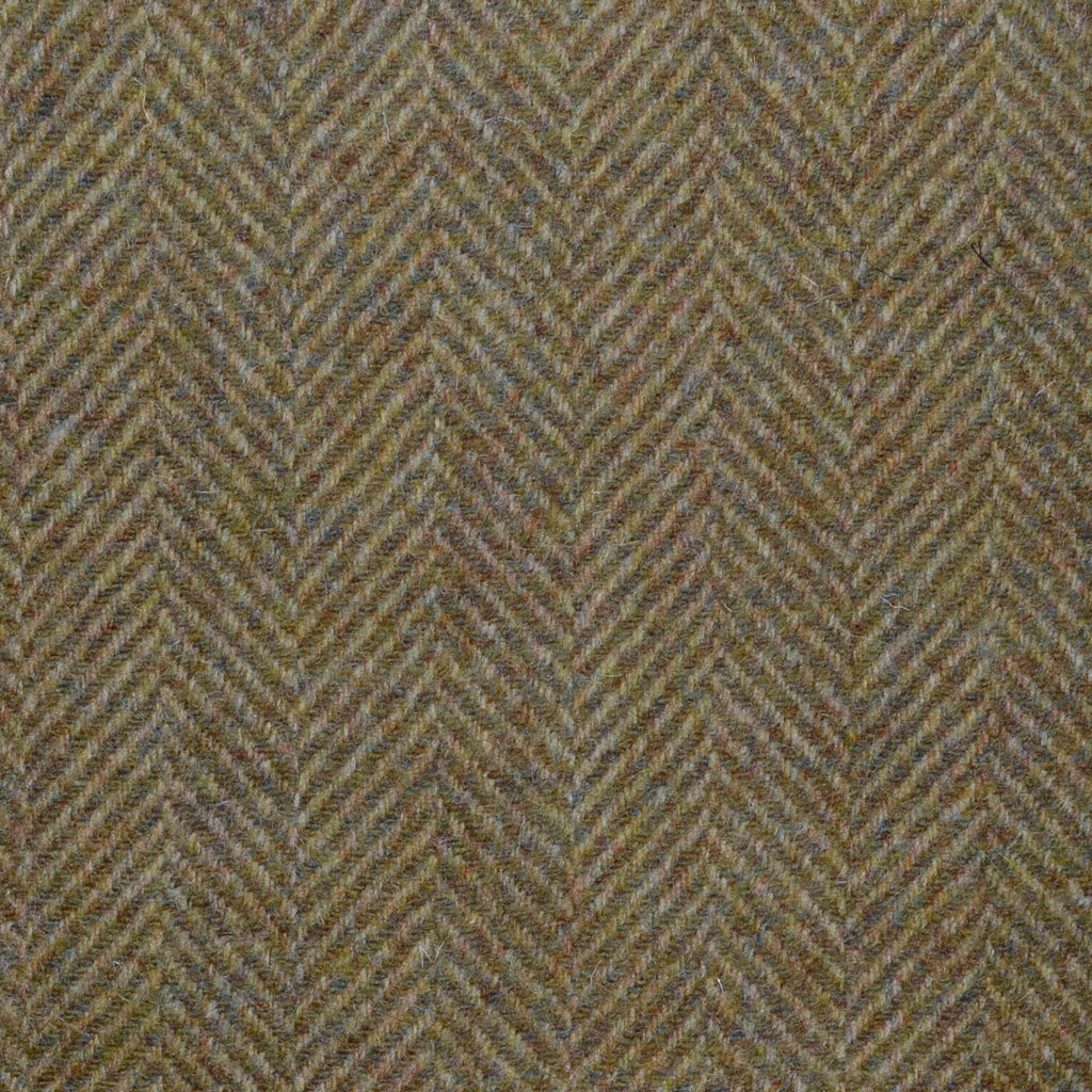 Moss Green/Brown and Sand All Wool Herringbone Coating