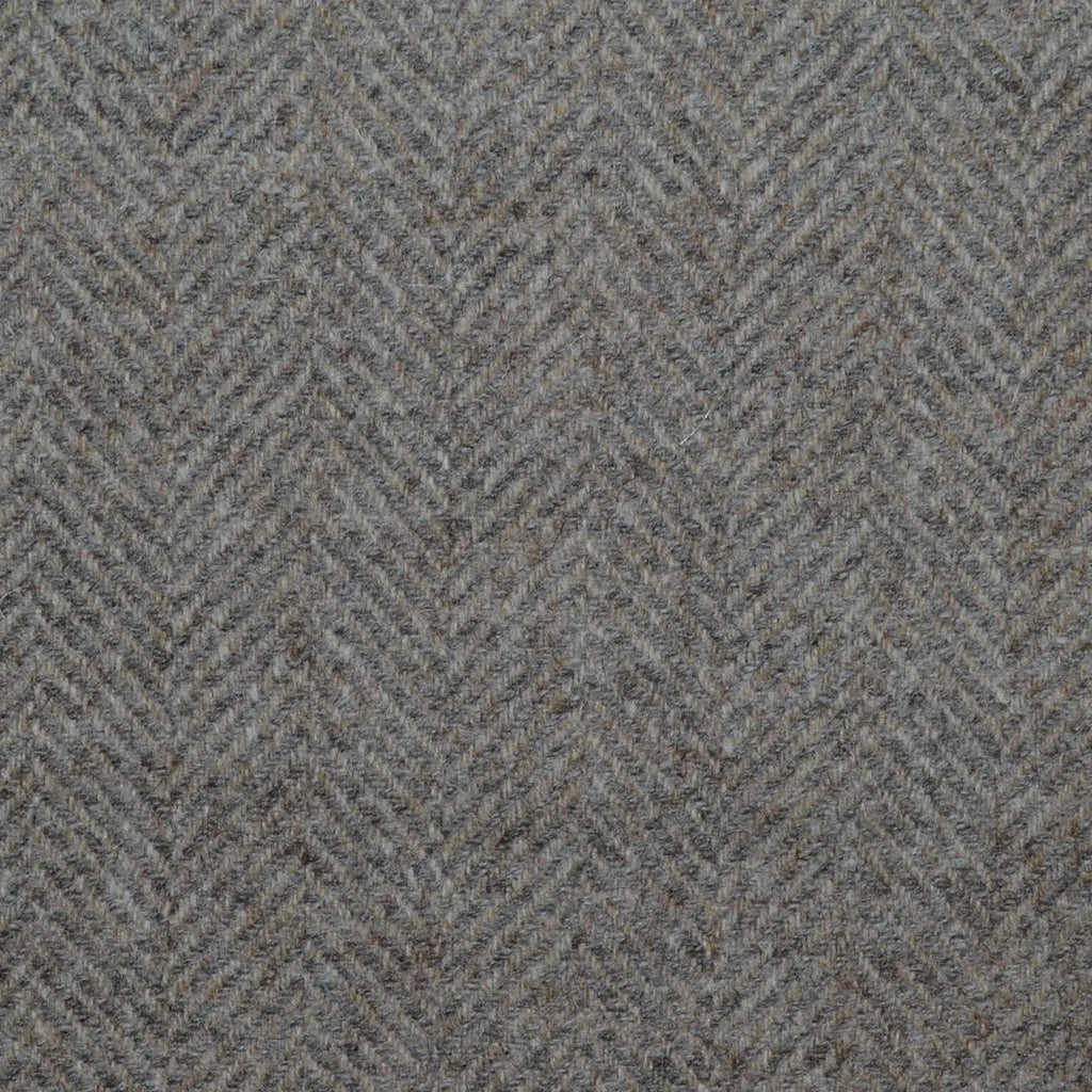 Light Grey and Steel All Wool Herringbone Coating