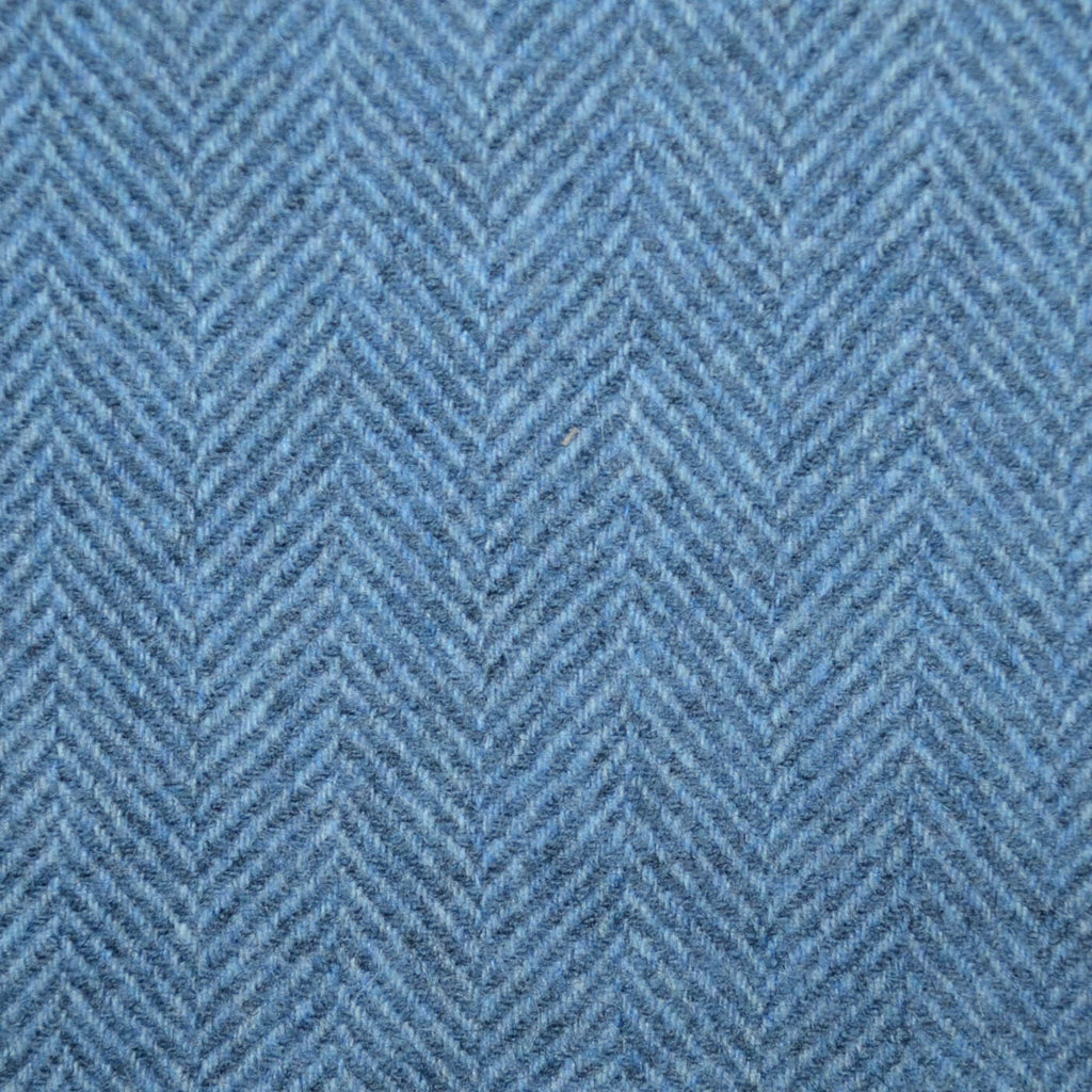 Denim and Light Blue All Wool Herringbone Coating