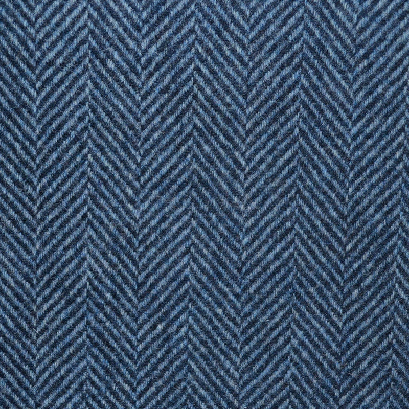 Light Blue and Navy All Wool Herringbone Coating