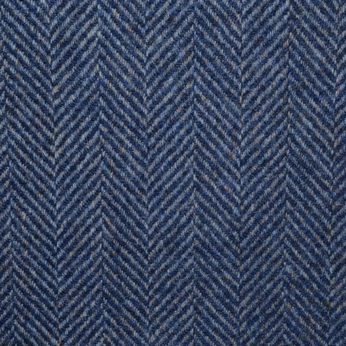 Denim and Navy Blue All Wool Herringbone Coating