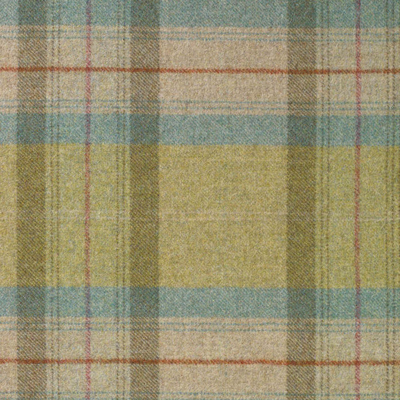 Light Green and Beige with Aqua Blue, Pink and Moss Green Plaid Check Coating
