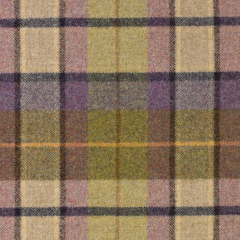 Beige with Purple, Brown and Heather Plaid Check Coating