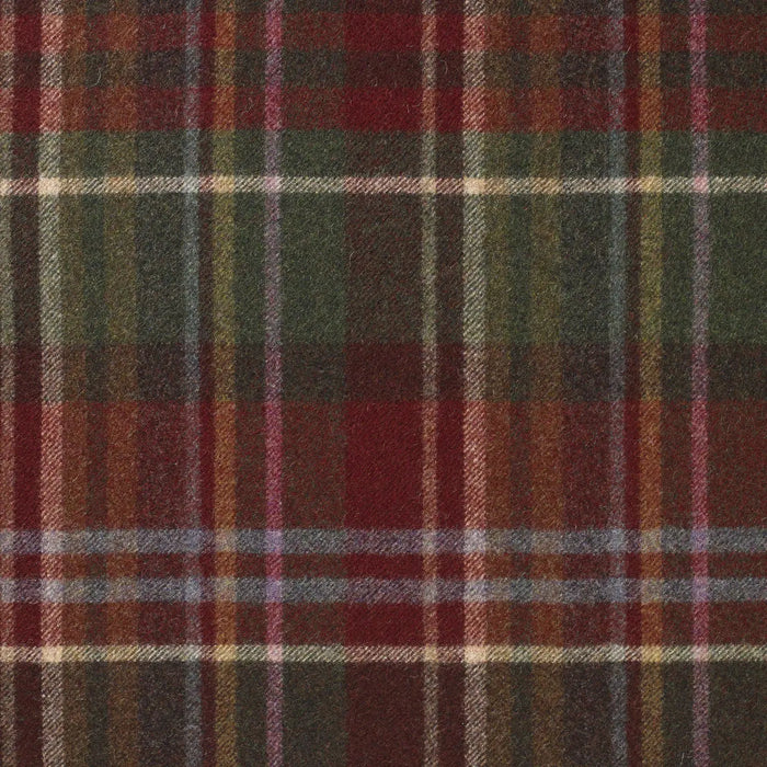Dark Brown and Burgundy with Green, Beige and Blue Plaid Check Coating