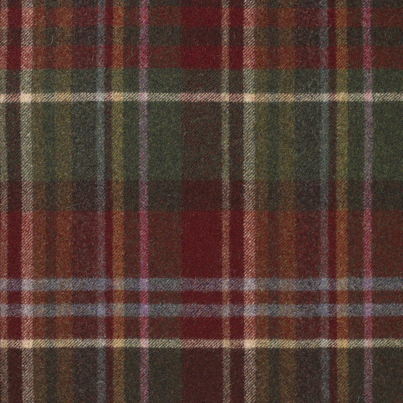 Dark Brown and Burgundy with Green, Beige and Blue Plaid Check Coating