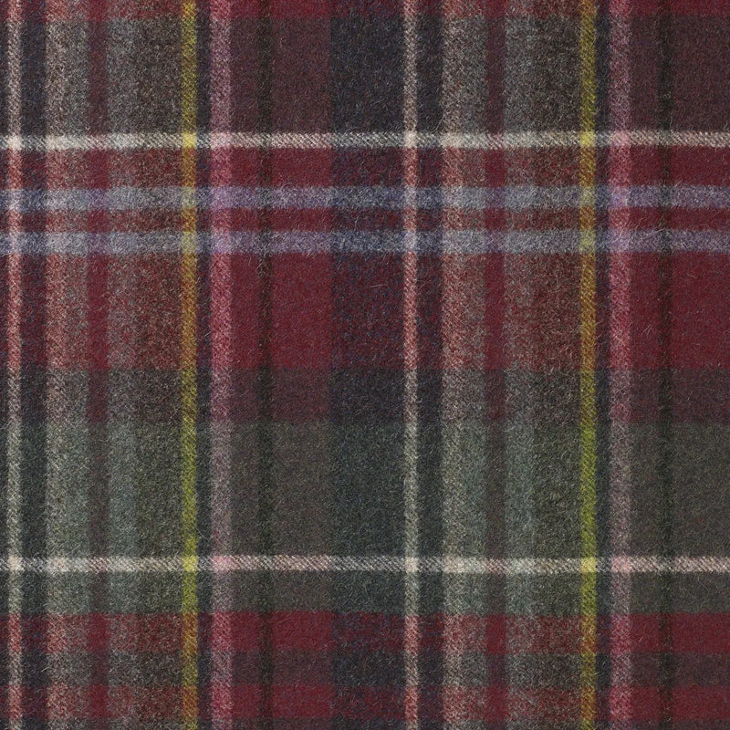 Moss Green and Burgundy with Pink and Green Plaid Check Coating