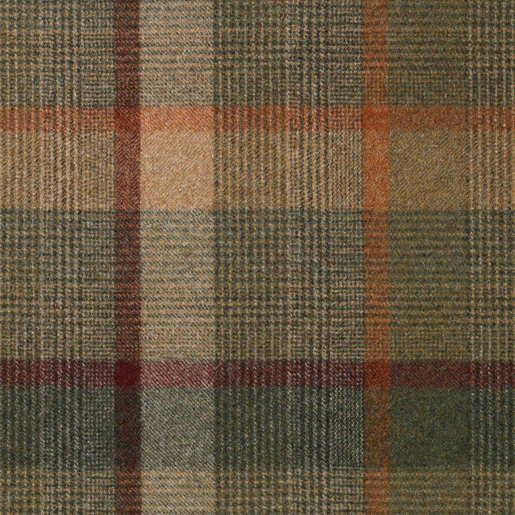 Moss Green and Brown with Red Plaid Check Coating