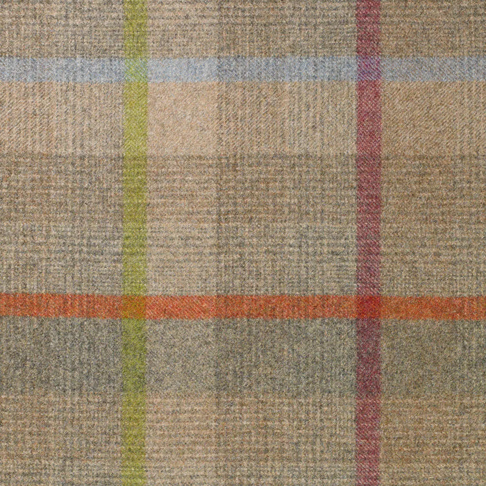 Grey and Beige with Orange and Green Plaid Check Coating