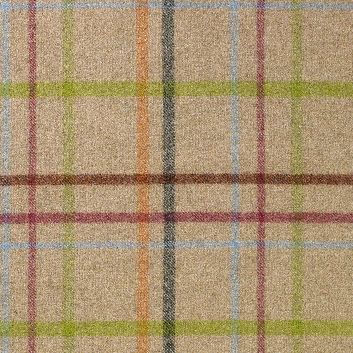 Beige with Blue, Pink and Green Plaid Check Coating