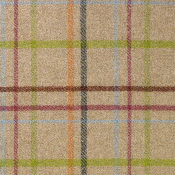 Beige with Blue, Pink and Green Plaid Check Coating
