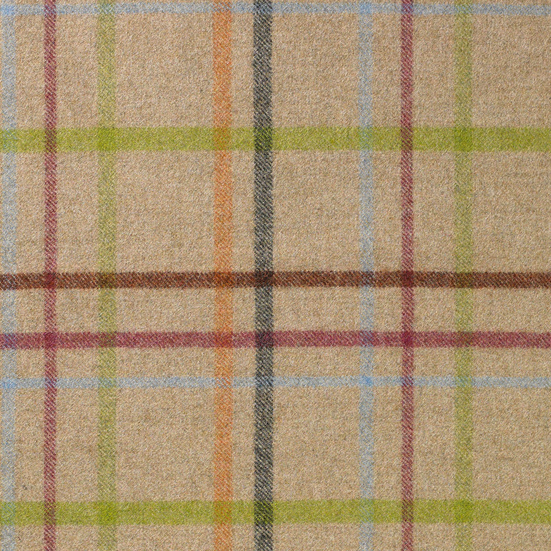 Beige with Blue, Pink and Green Plaid Check Coating