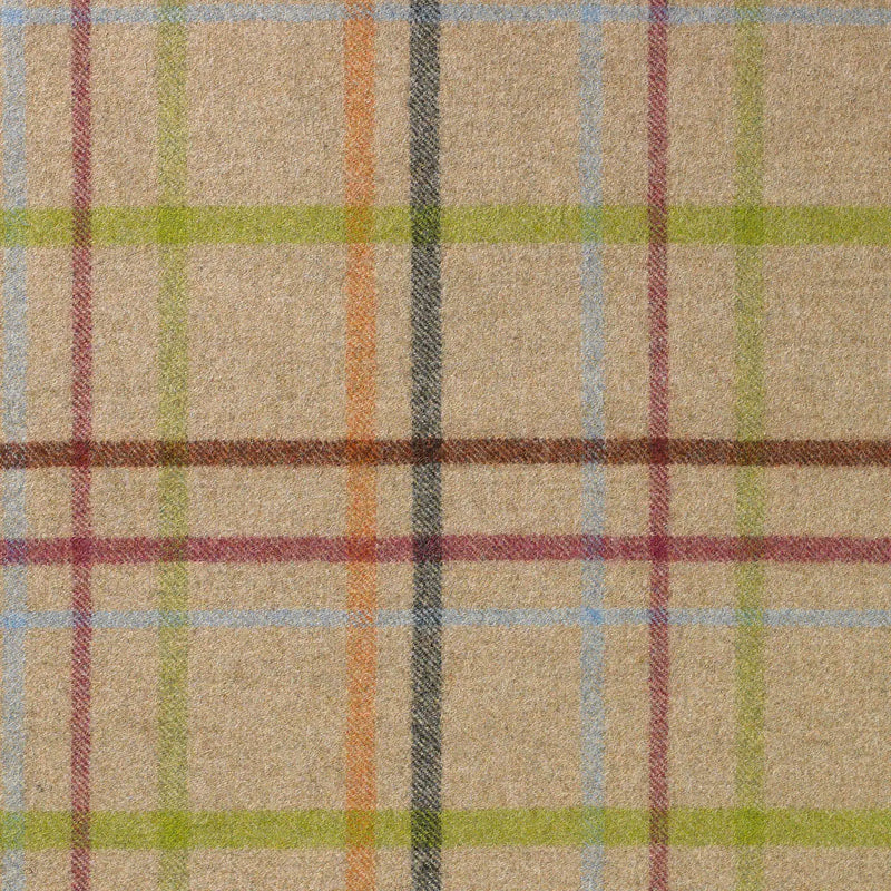 Beige with Blue, Pink and Green Plaid Check Coating