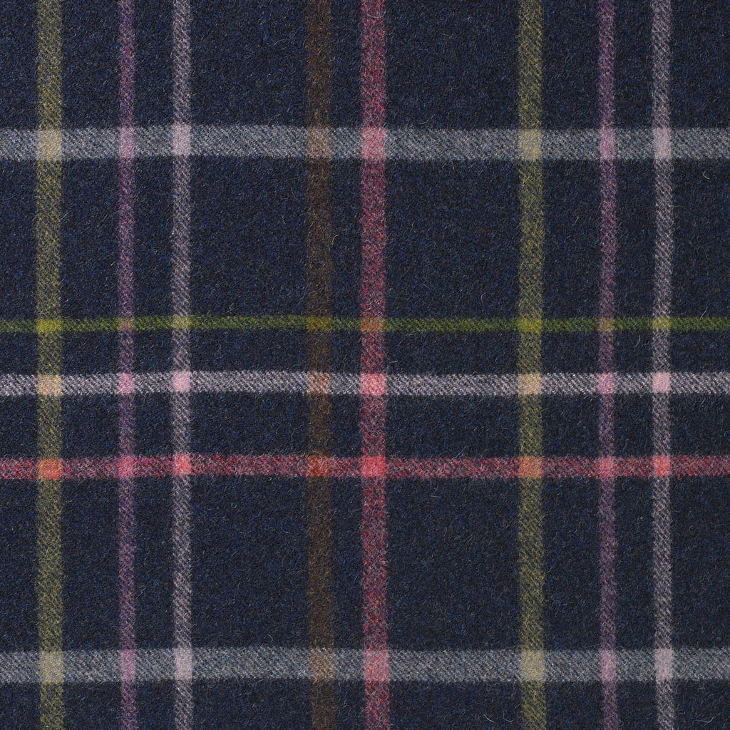Dark Blue with Green and Pink Plaid Check Coating