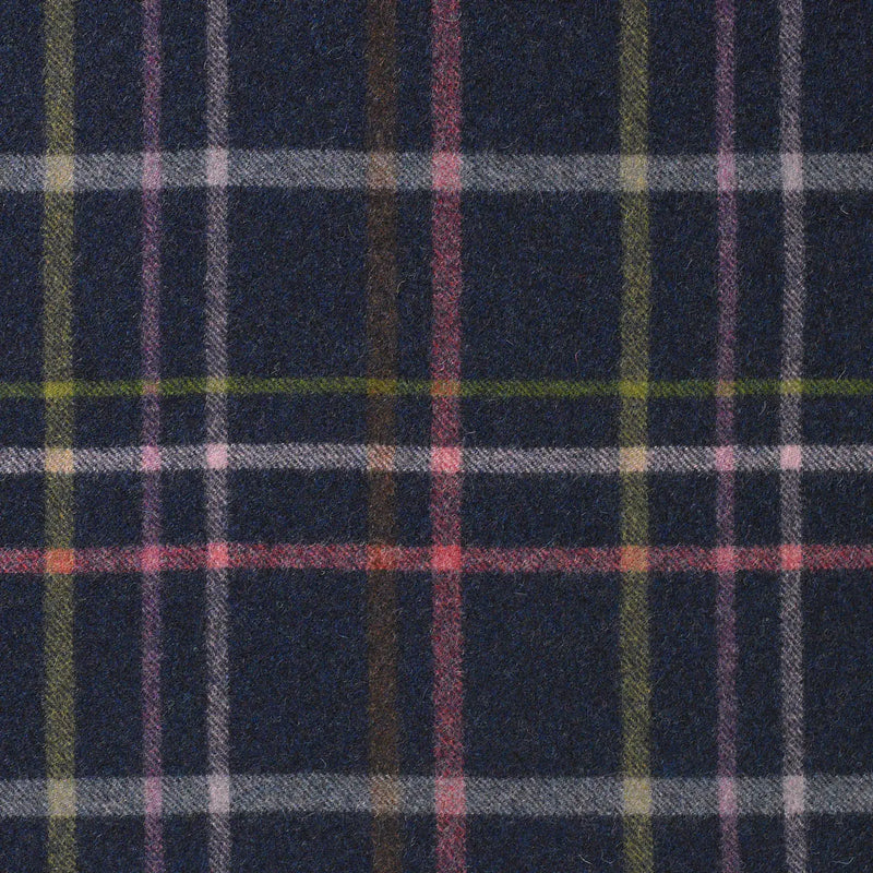 Dark Blue with Green and Pink Plaid Check Coating