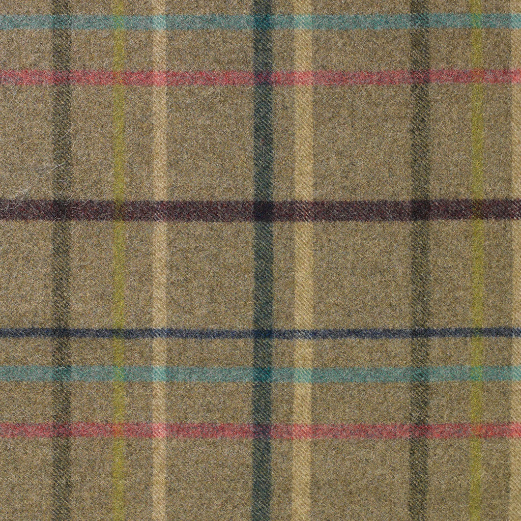 Light Grey/Brown with Pink, Cream and Green Plaid Check Coating