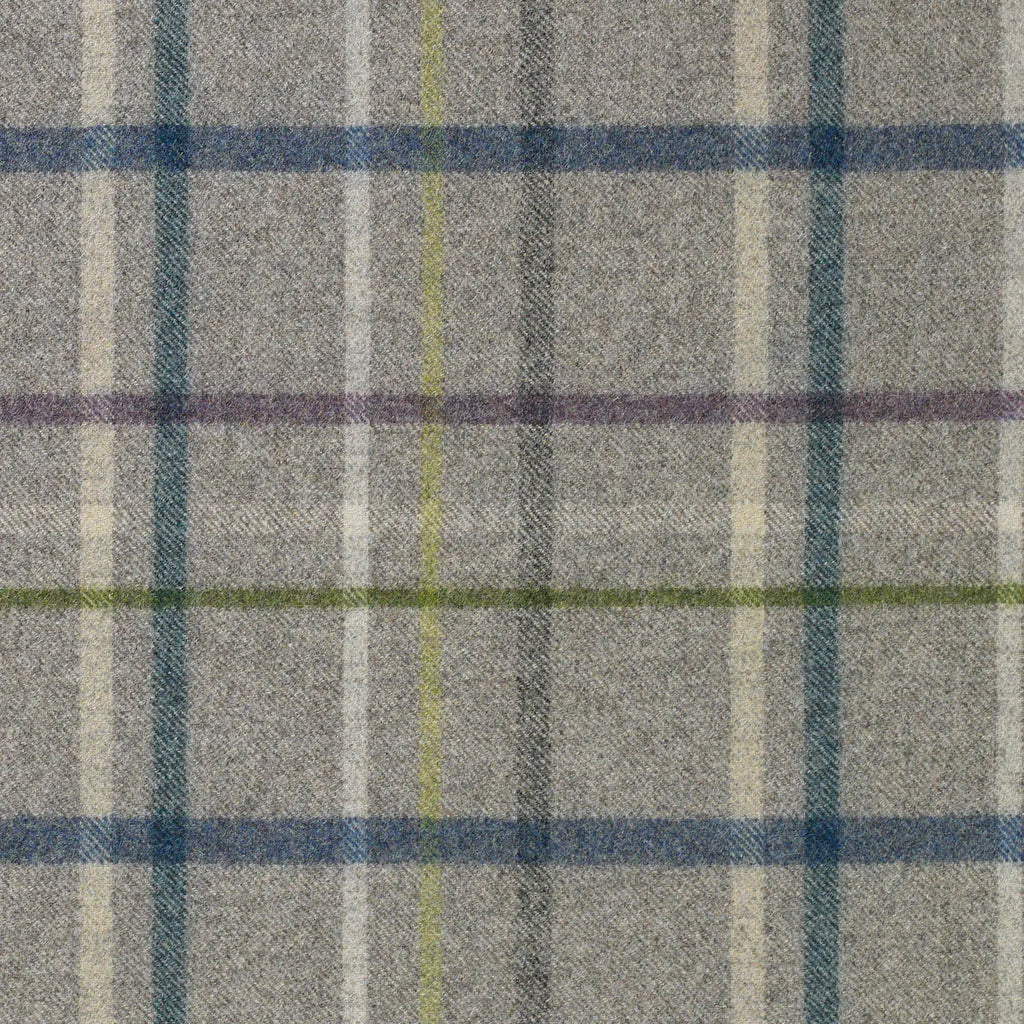 Light Grey with Purple, Green, Blue and Cream Plaid Check Coating