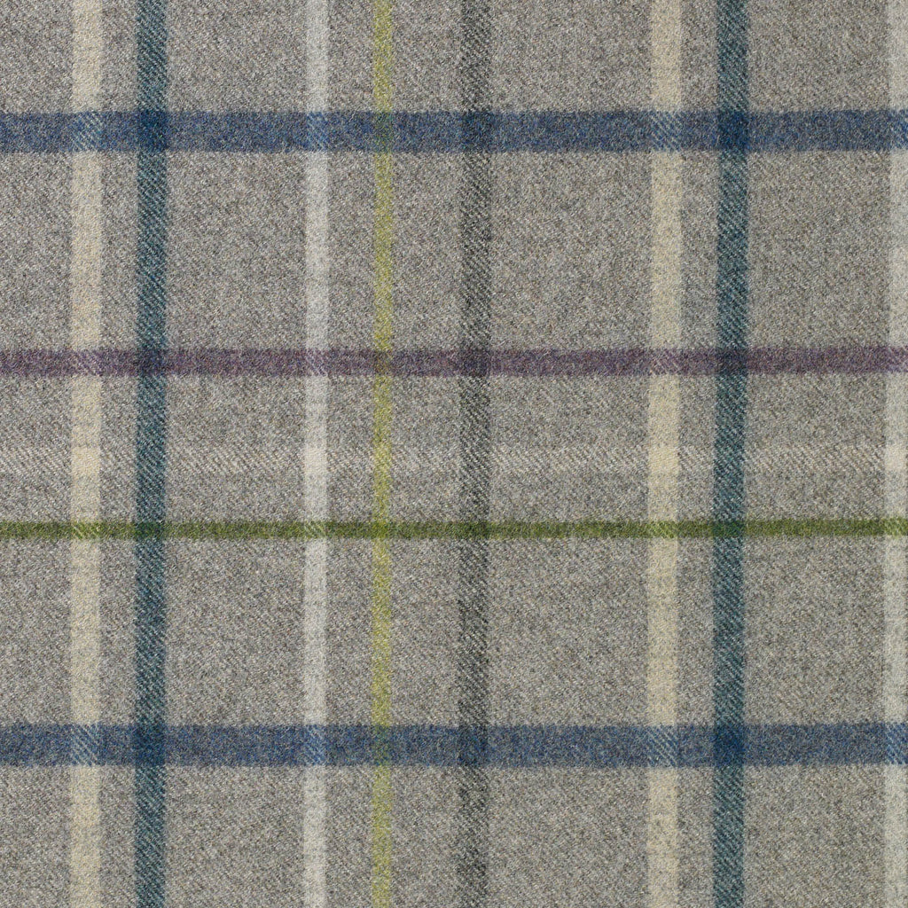 Light Grey with Purple, Green, Blue and Cream Plaid Check Coating