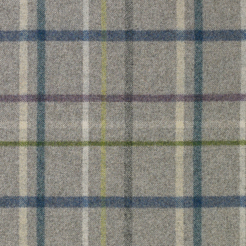 Light Grey with Purple, Green, Blue and Cream Plaid Check Coating