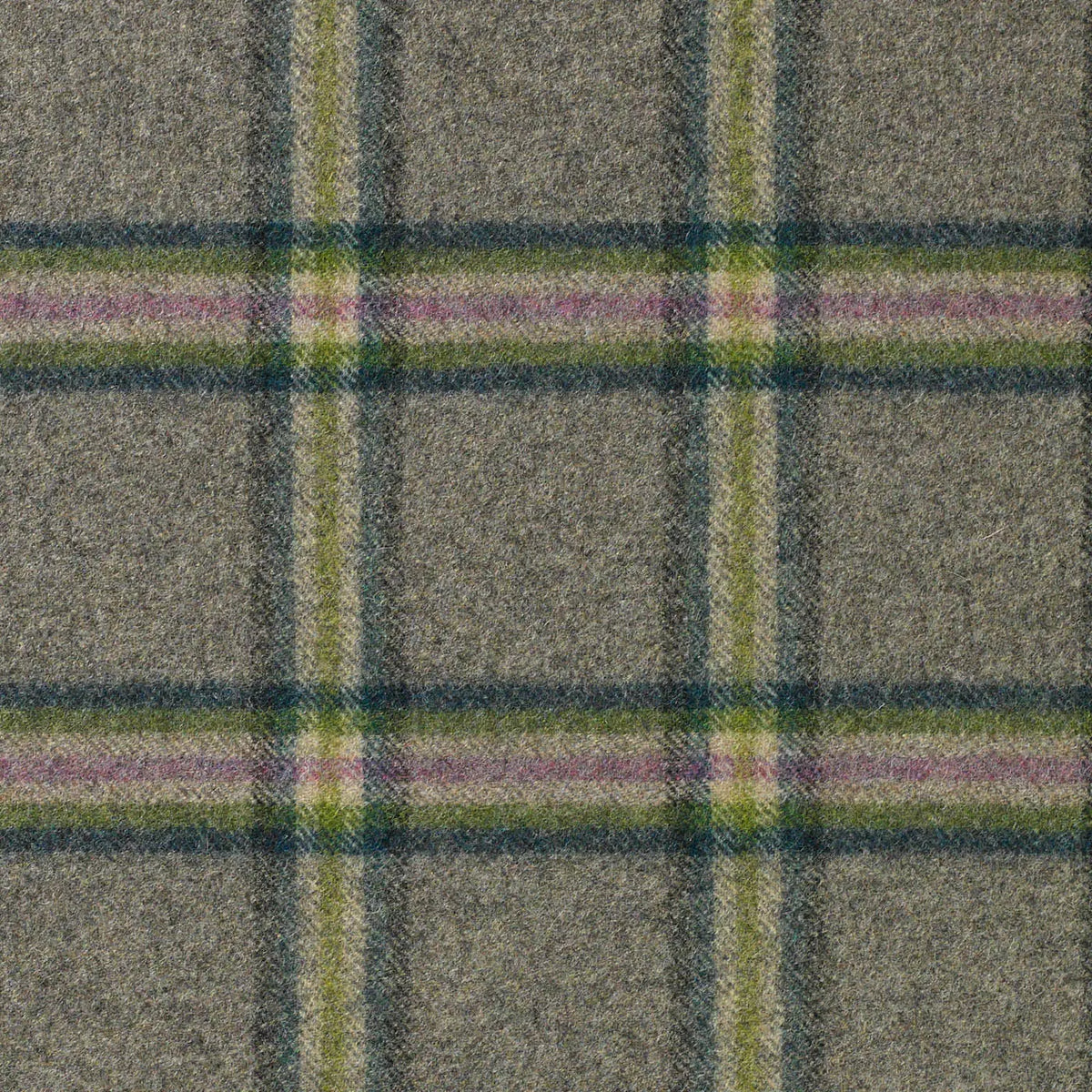 Medium Grey with Purple, Green and Blue Plaid Check Coating