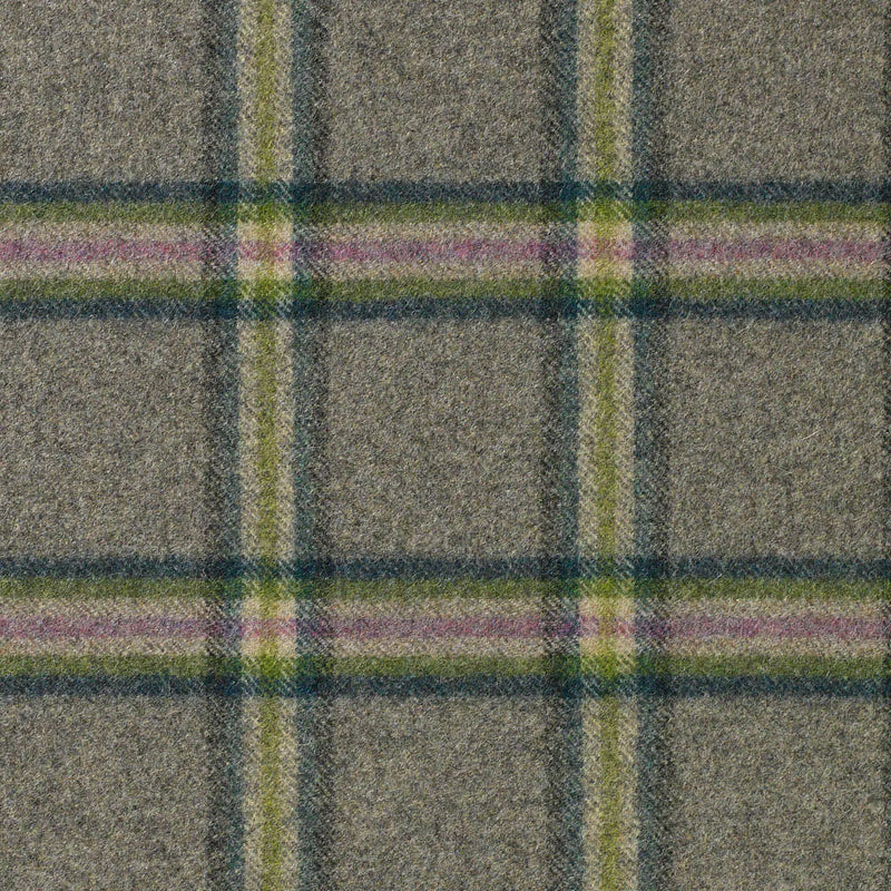 Medium Grey with Purple, Green and Blue Plaid Check Coating