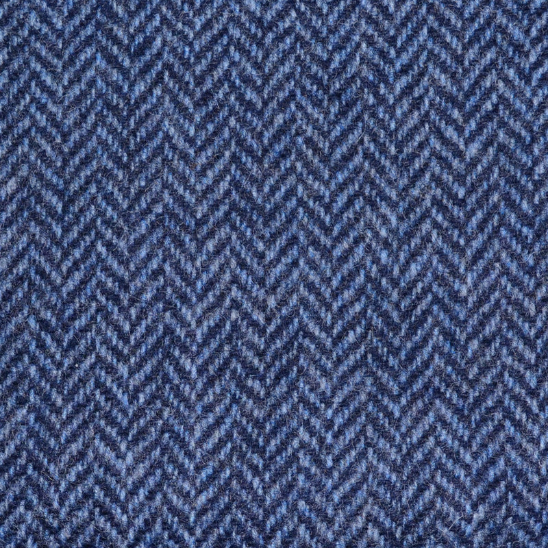 Denim Blue Herringbone Lambswool Tweed