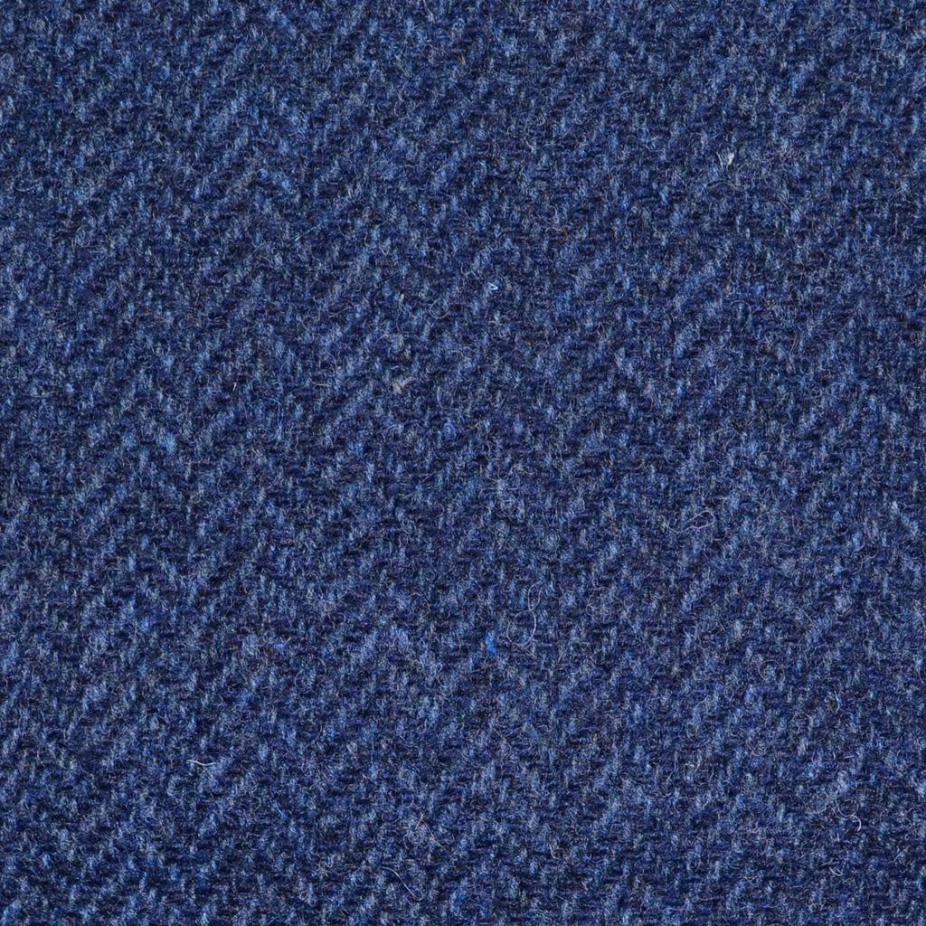 Dark Blue Herringbone Lambswool Tweed