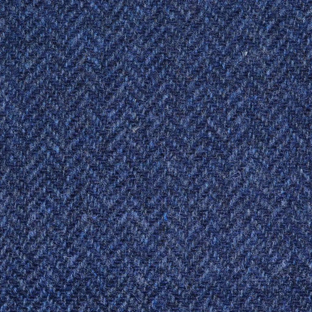 Dark Blue Herringbone Lambswool Tweed