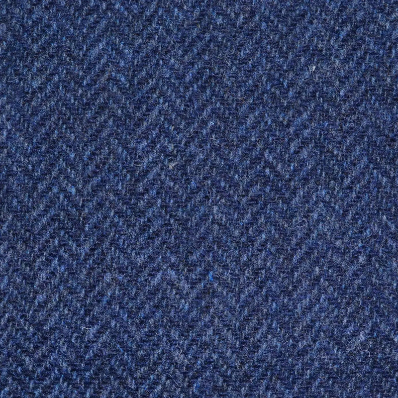 Dark Blue Herringbone Lambswool Tweed