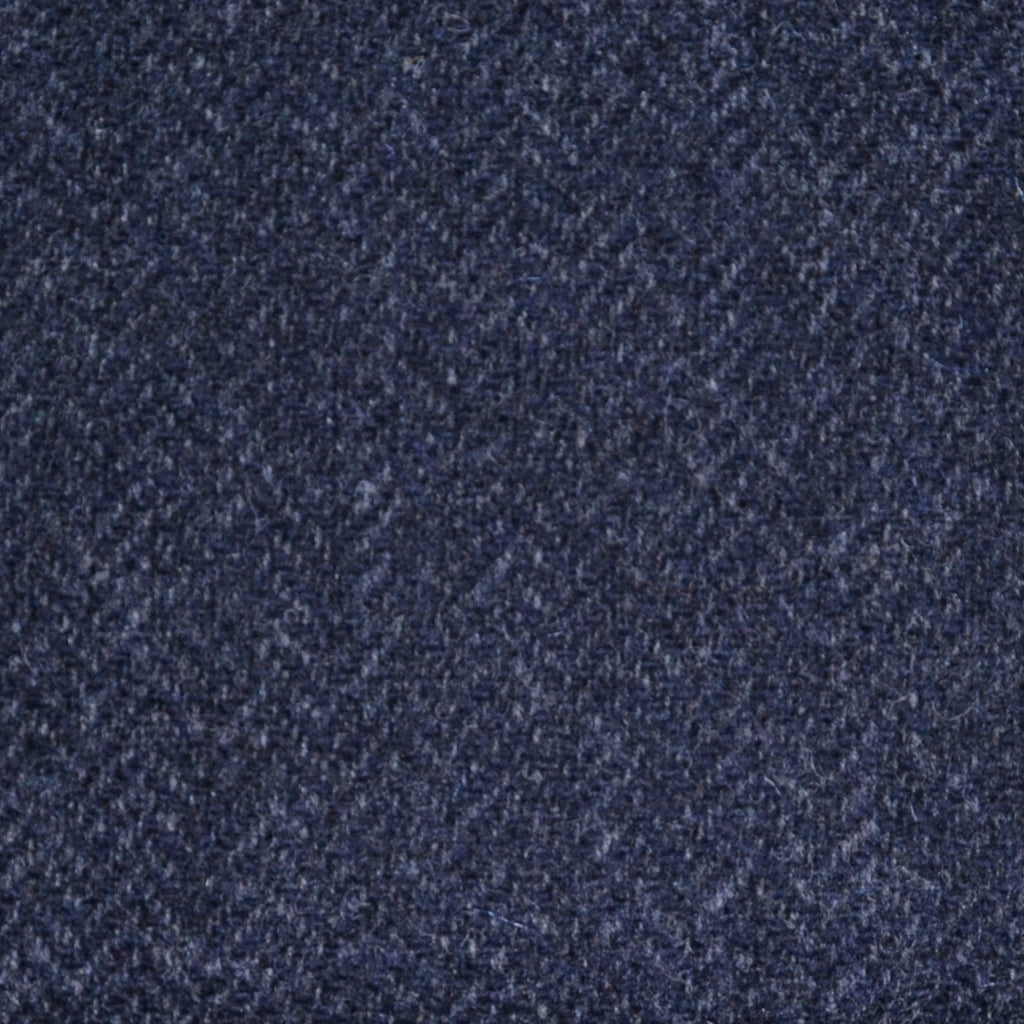 Dark Navy Blue Herringbone Lambswool Tweed