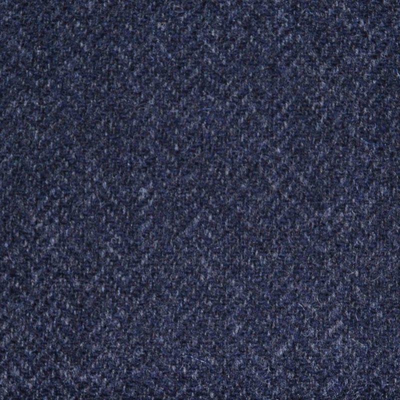 Dark Navy Blue Herringbone Lambswool Tweed