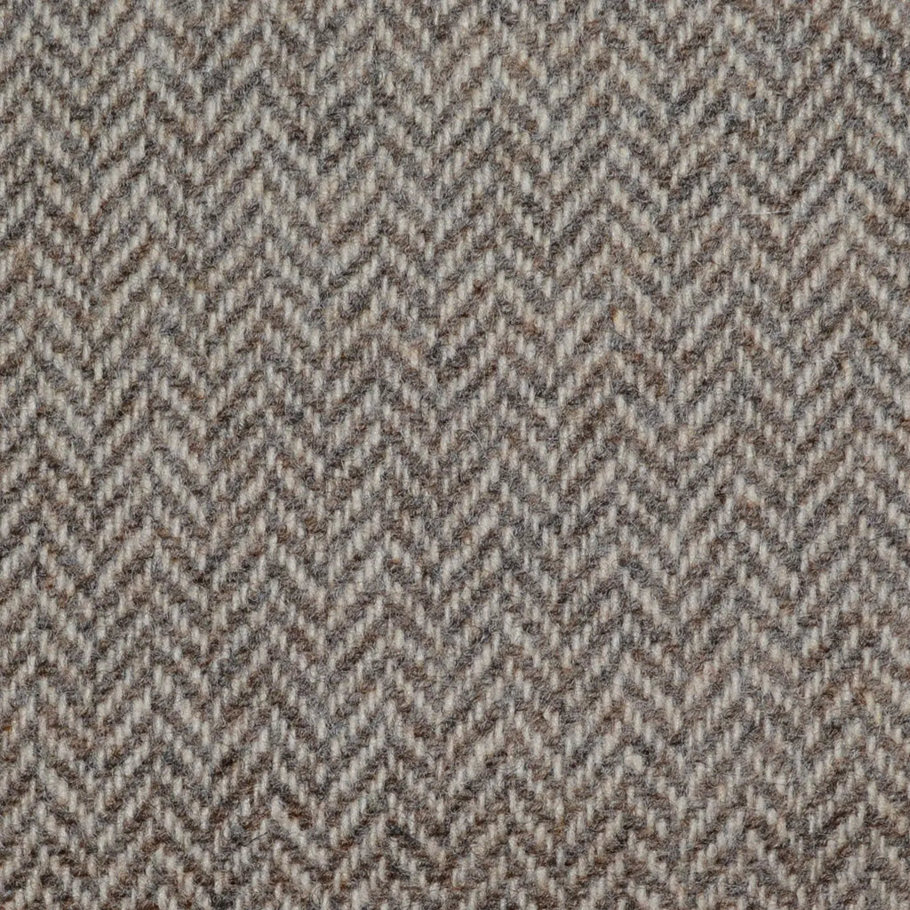 Beige/Brown Herringbone Lambswool Tweed