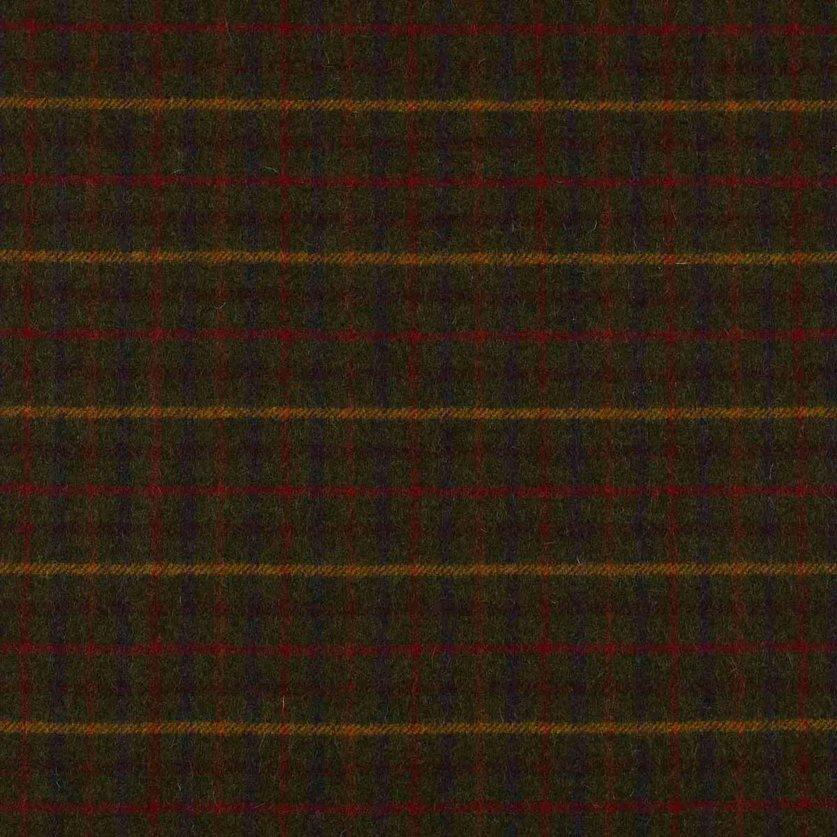 Green with Red, Brown & Yellow Plaid Check Coating