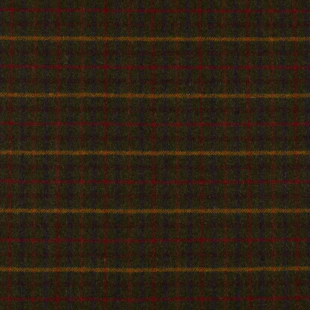 Green with Red, Brown & Yellow Plaid Check Coating