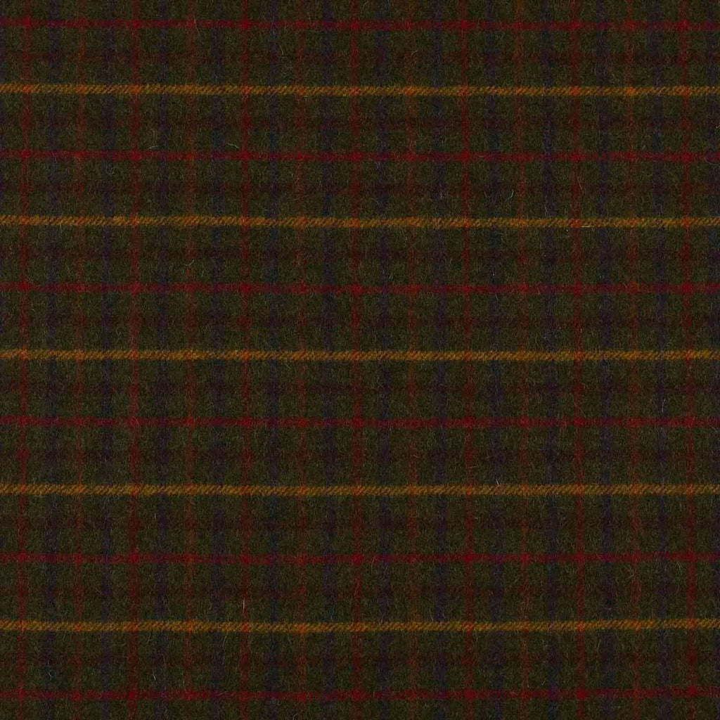 Green with Red, Brown & Yellow Plaid Check Coating