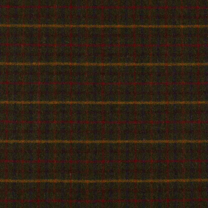 Green with Red, Brown & Yellow Plaid Check Coating