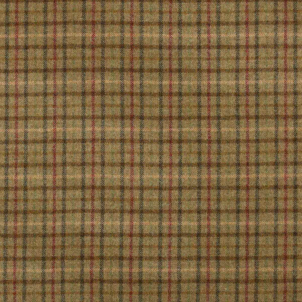 Green with Brown, Green, Red & Beige Plaid Check Coating