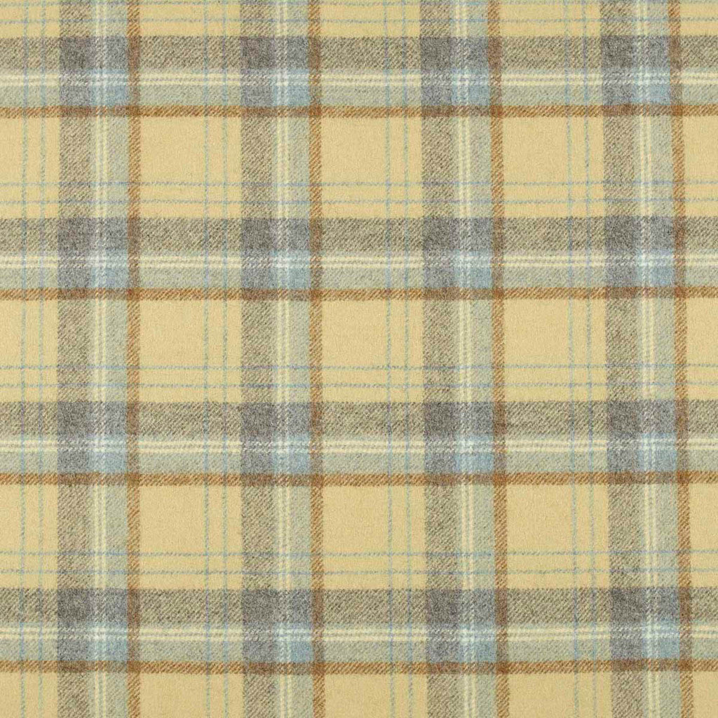 Cream with Blue, Grey & Tan Plaid Check Coating