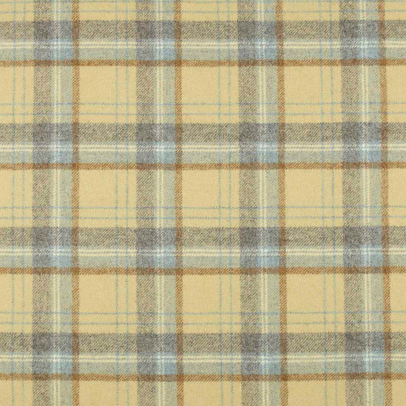 Cream with Blue, Grey & Tan Plaid Check Coating