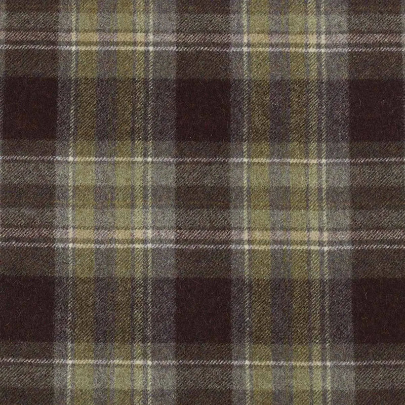 Moss Green with Grey, Lavender & Ecru Plaid Check Coating