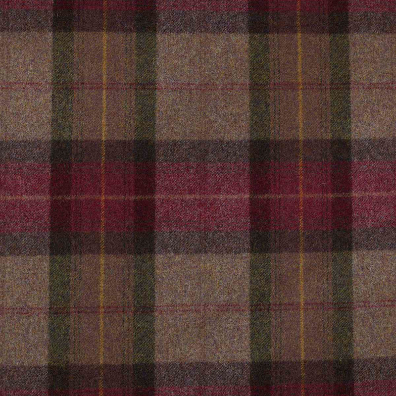 Brown with Green, Wine, Heather & Yellow Plaid Check Coating