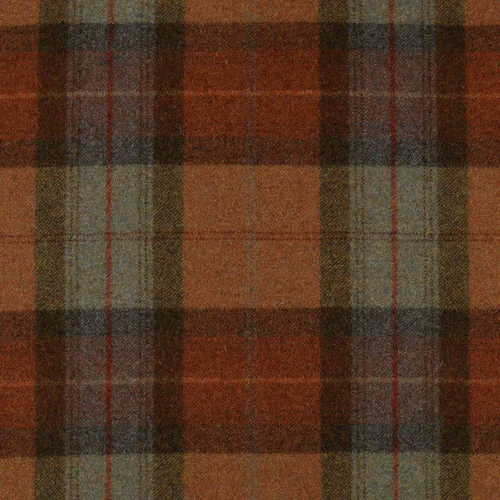 Blue Green with Brown & Red Plaid Check Coating