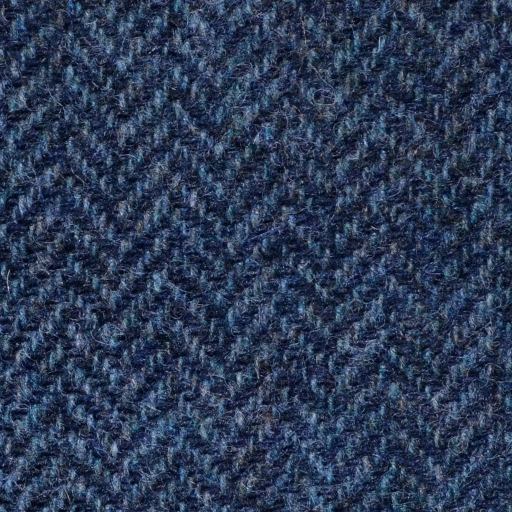 Medium Blue Herringbone Shetland Tweed